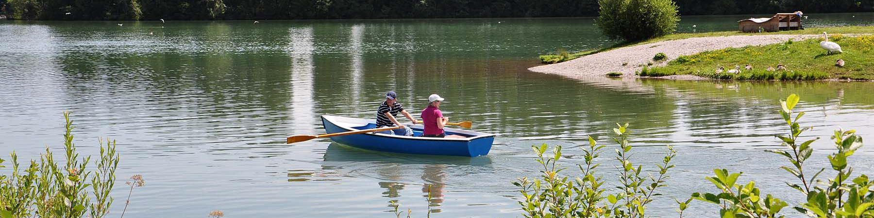 Ruderboot fahren auf dem Lechsee im Allgäu